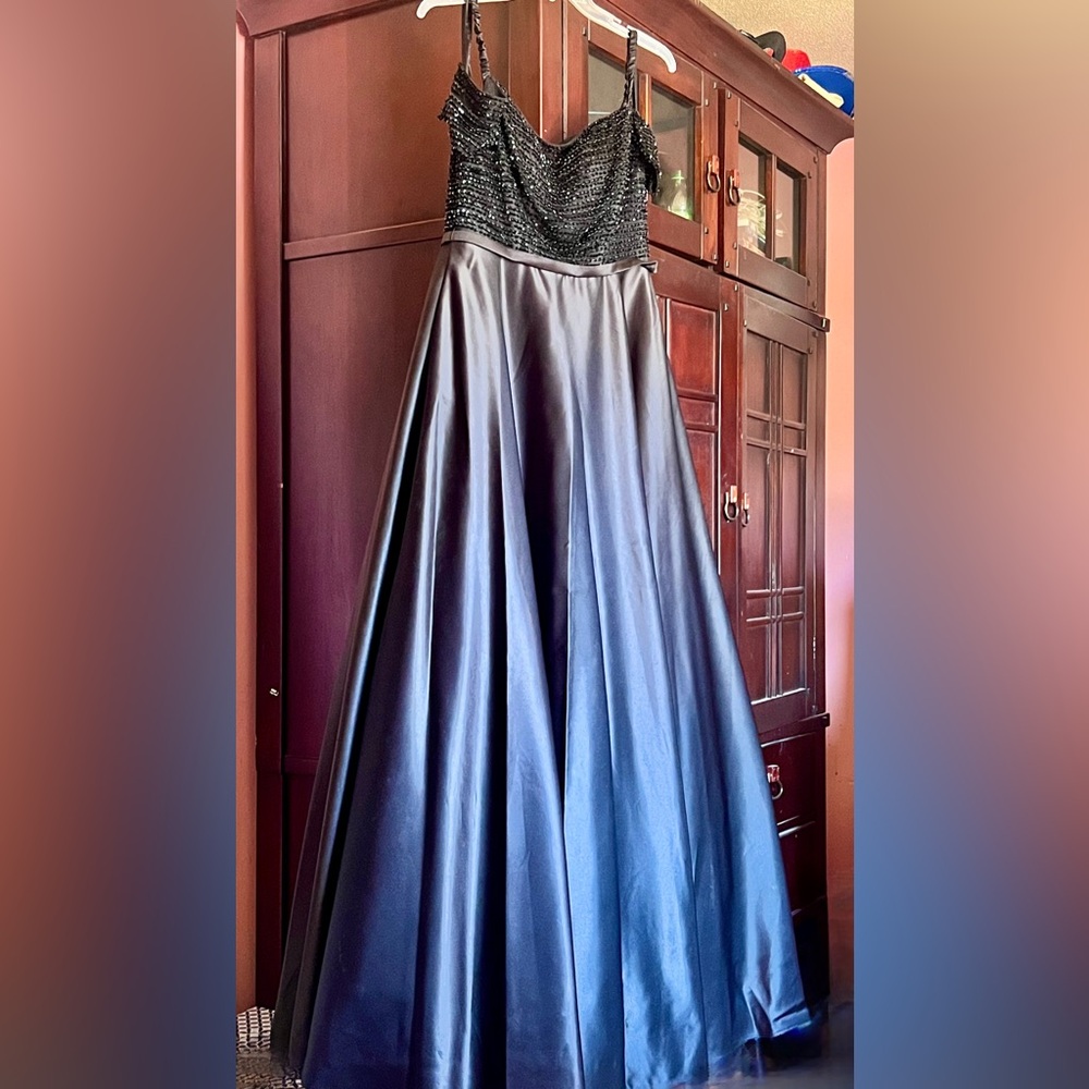 Elegant Black Satin Ball Gown
